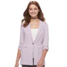 Juniors' Candie's&reg; Roll-tab Sleeve Long Blazer, Teens, Size: Large, Brt Purple