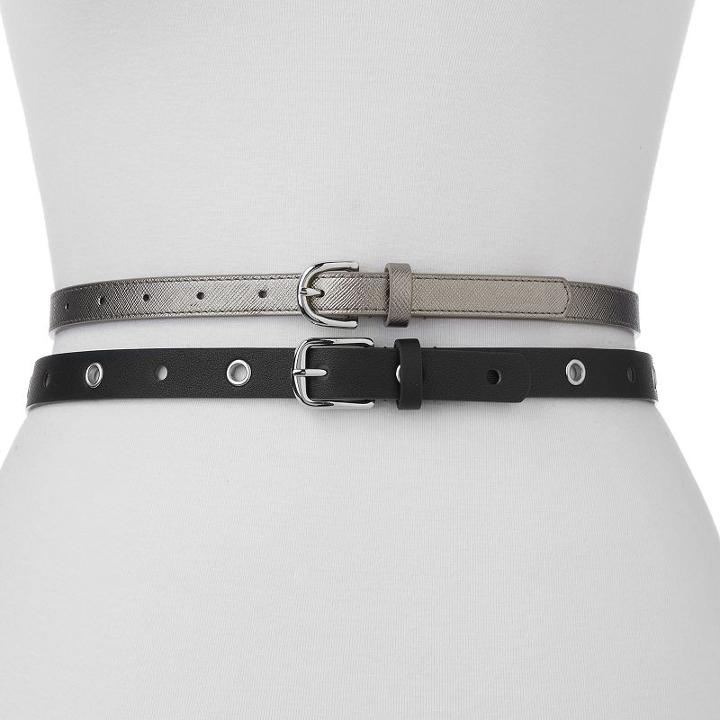 Women's Apt. 9&reg; 2-for-1 Grommet & Saffiano Belt Set, Size: Large, Oxford