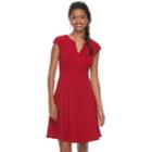 Women's Suite 7 Basketweave Fit & Flare Dress, Size: 16, Dark Red