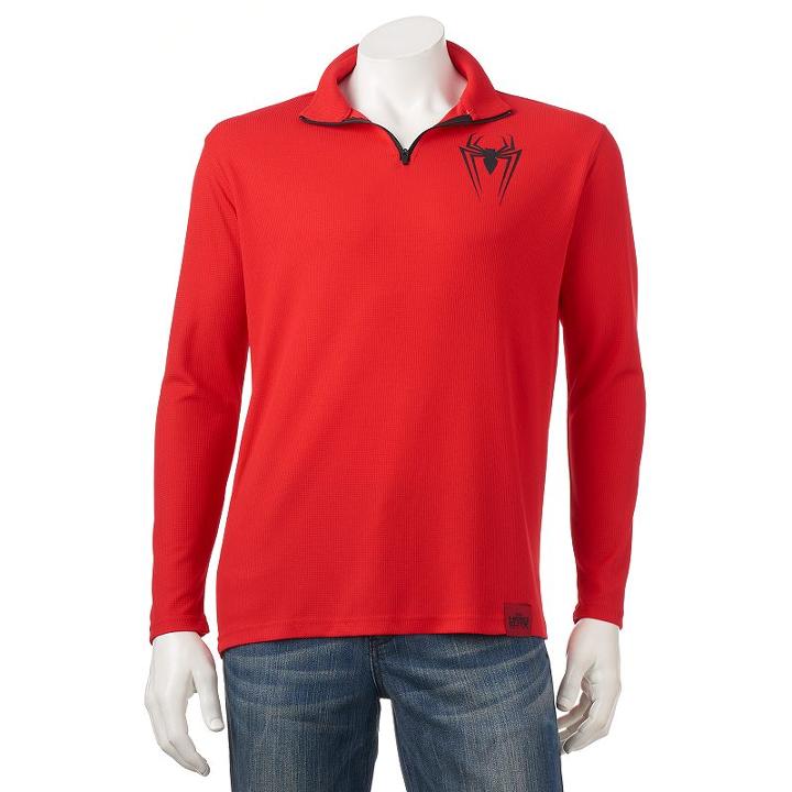 Men's Marvel Hero Elite Spider-man Quarter-zip Top, Size: Large, Dark Red