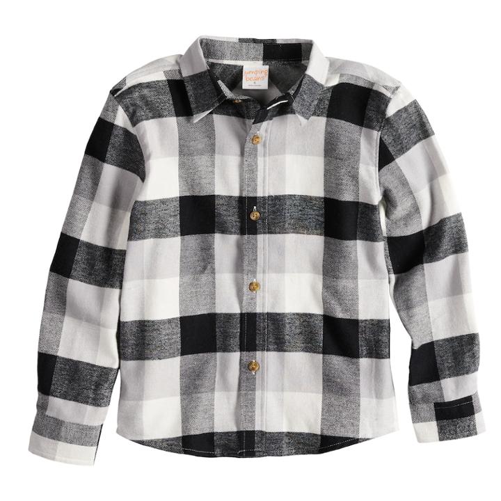 Boys 4-12 Jumping Beans&reg; Flannel Plaid Button Down Shirt, Size: 12, Black