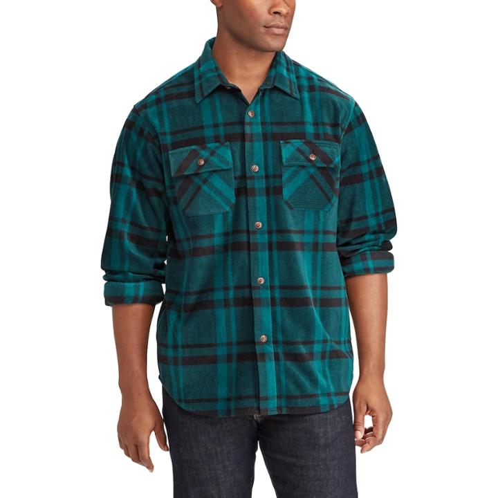 Men's Chaps Classic-fit Microfleece Shirt Jacket, Size: Xl, Turquoise/blue (turq/aqua)
