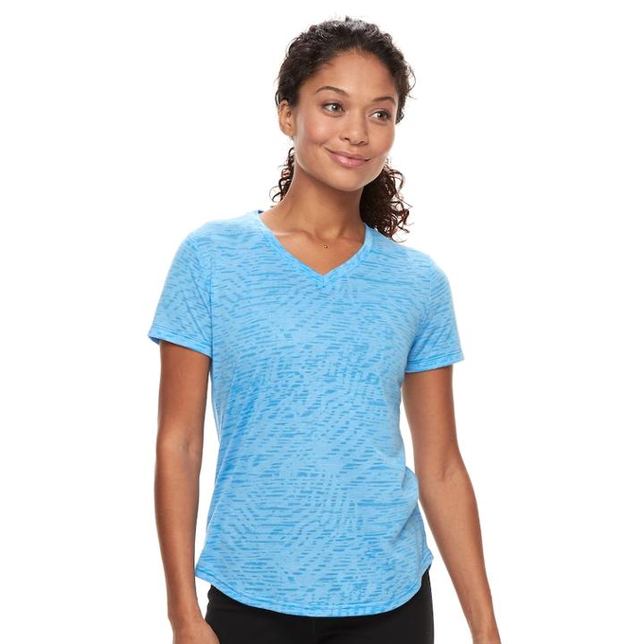 Women's Petite Tek Gear&reg; Core Short Sleeve Tee, Size: L Petite, Med Blue
