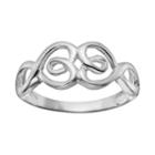 Sterling Silver Double Heart Ring, Women's, Size: 9, Grey