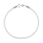 Individuality Beads Sterling Silver Braided Leather Bracelet, Women's, White