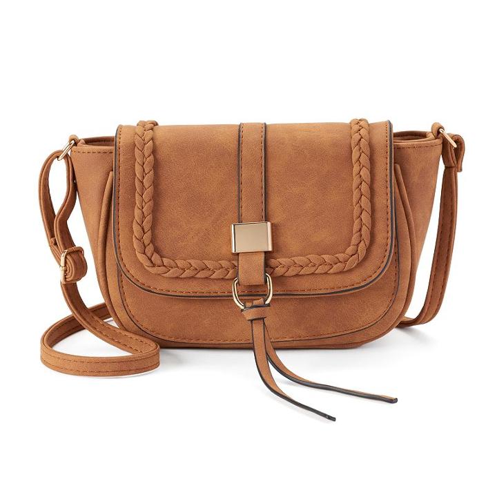 Kiss Me Couture Braided Crossbody Bag, Women's, Brown