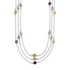 Sterling Silver Gemstone Multistrand Station Necklace, Women's, Size: 18, Multicolor