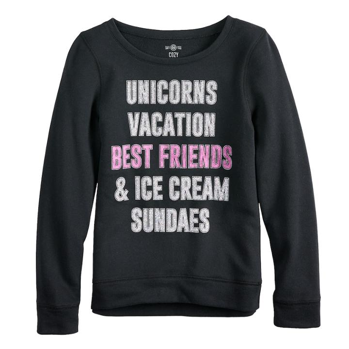 Girls 7-16 & Plus Size So&reg; Easy Crew Pullover Sweatshirt, Size: 18 1/2, Oxford