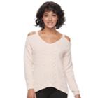 Juniors' Candie's&reg; Velvet Cold-shoulder Sweater, Teens, Size: Medium, Brt Pink