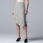 Women's Simply Vera Vera Wang Asymmetrical-hem Sweater Skirt, Size: Xl, Light Grey