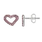 Charming Girl Kids' Sterling Silver Crystal Heart Stud Earrings - Made With Swarovski Crystals, Pink