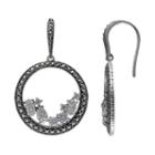 Lavish By Tjm Sterling Silver Cubic Zirconia Hoop Drop Earrings - Made With Swarovski Marcasite, Women's, White