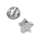 Individuality Beads Sterling Silver Cubic Zirconia Love, Believe And Star Bead Set, Women's, White