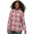Plus Size Sonoma Goods For Life&trade; Lace-up Shirt, Women's, Size: 1xl, Med Pink