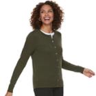 Women's Croft & Barrow Essential Cardigan Sweater, Size: Xl, Dark Green