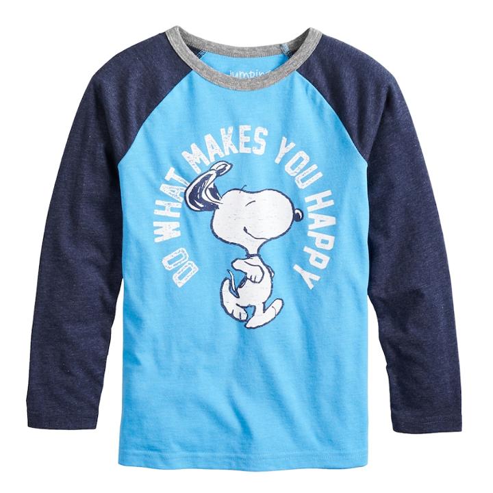 Boys 4-12 Jumping Beans&reg; Retro Peanuts Snoopy Do What Makes You Happy Raglan Graphic Tee, Size: 7, Blue
