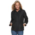 Women's Croft & Barrow&reg; Quilted Button-front Jacket, Size: Medium, Black