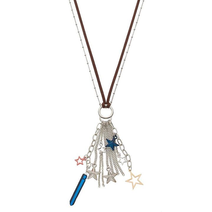 Mudd&reg; Long Star Fringe Multi Strand Necklace, Women's, Brown