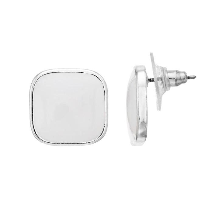 White Nickel Free Cushion Stud Earrings, Women's