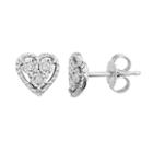 Diamond Accent Sterling Silver Heart Stud Earrings, Women's, White