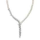 Simply Vera Vera Wang Sterling Silver Dyed Freshwater Cultured Pearl & Lab-created White Sapphire Y Necklace, Women's, Size: 17
