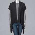 Women's Simply Vera Vera Wang Ribbed Flyaway Cardigan, Size: Xl, Black