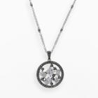 Lavish By Tjm Sterling Silver Cubic Zirconia Openwork Disc Pendant - Made With Swarovski Marcasite, Women's, Size: 18, White