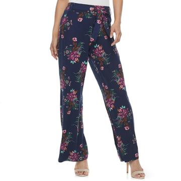 Women's Studio 253 Printed Wide-leg Pants, Size: Large, Blue