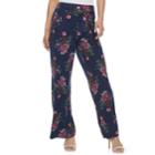 Women's Studio 253 Printed Wide-leg Pants, Size: Large, Blue
