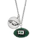 Philadelphia Eagles Crystal Sterling Silver Team Logo & Football Charm Necklace, Women's, Size: 18, Multicolor