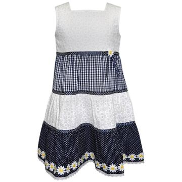 Girls 4-6x Blueberi Boulevard Daisy Tiered Sundress, Size: 4, White