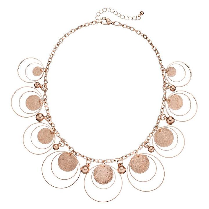Apt. 9&reg; Shaky Bead & Orbital Circle Statement Necklace, Women's, Pink