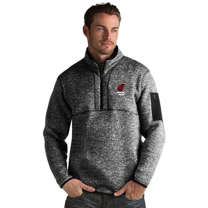 Men's Antigua Miami Heat Fortune Pullover, Size: Xl, Grey (charcoal)