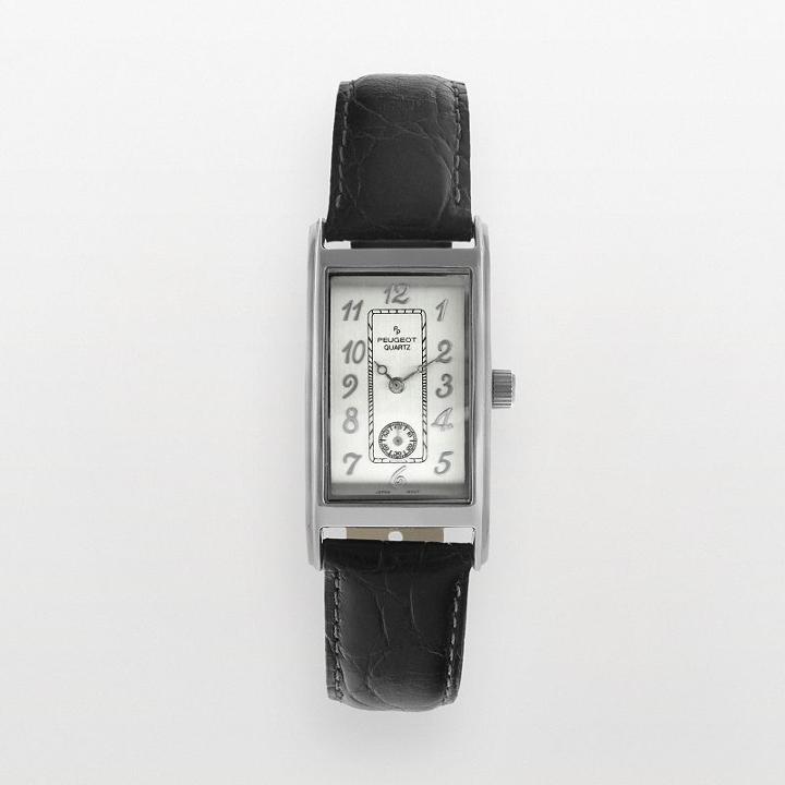 Peugeot Men's Leather Watch - 2039s, Black