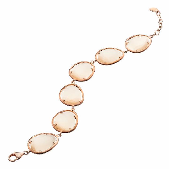 14k Rose Gold Over Silver Lab-created Champagne Cat's-eye Bracelet, Women's, Size: 7, Brown