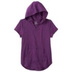 Girls 7-16 & Plus Size So&reg; Short Sleeve Sparkle Hooded Pullover, Size: 18 1/2, Drk Purple