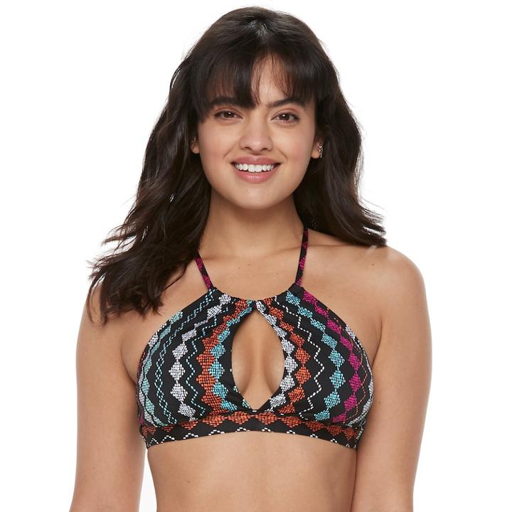 Women's Apt. 9&reg; Geometric High-neck Halter Bikini Top, Size: Xl, Multi