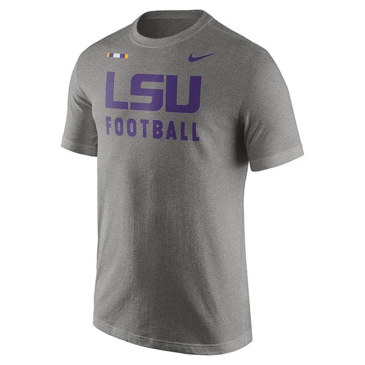 Men's Nike Lsu Tigers Football Facility Tee, Size: Medium, Dark Grey