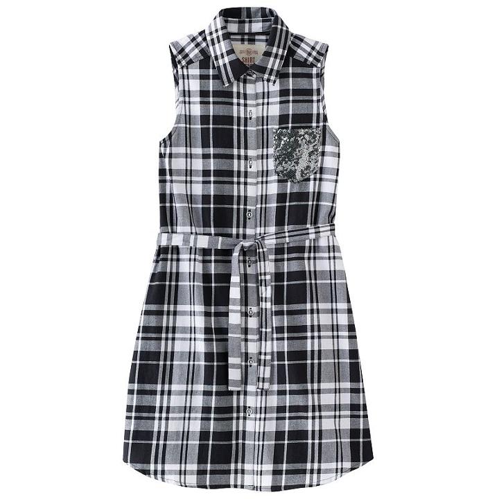 Girls 7-16 & Plus Size So&reg; Plaid Sleeveless Shirt Dress, Size: M/10, Black
