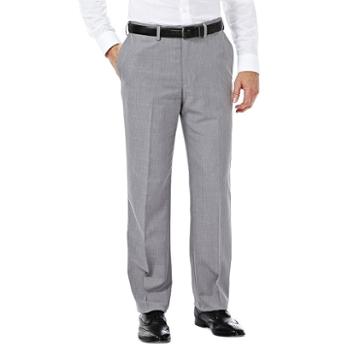Men's Haggar Eclo Stria Straight-fit Flat-front Dress Pants, Size: 38x34, Silver