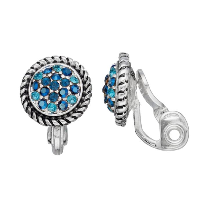 Napier Tonal Round Clip On Earrings, Women's, Blue