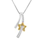 1/6 Carat T.w. Yellow And White Diamond Sterling Silver And 18k Gold Two Tone Shooting Star Pendant Necklace, Women's, Size: 18
