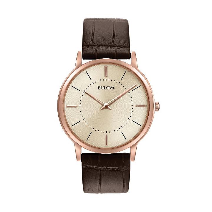 Bulova Men's Classic Ultra Slim Leather Watch - 97a126, Brown