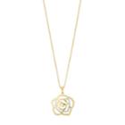 Two Tone 14k Gold Rose Pendant Necklace, Women's, Size: 18, Yellow