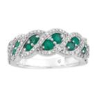 10k White Gold Emerald & 1/3 Carat T.w. Diamond Ring, Women's, Size: 8, Green