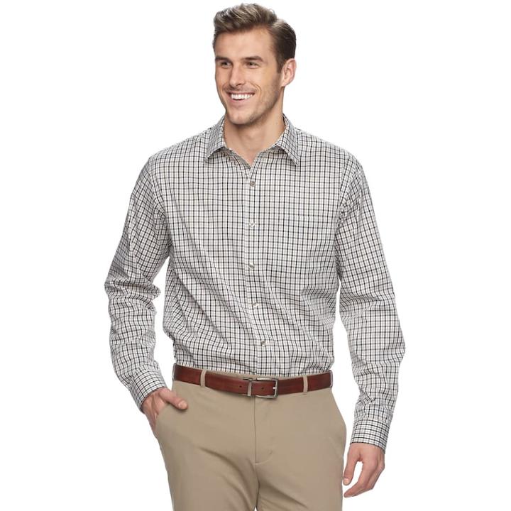 Big & Tall Van Heusen Traveler Stretch Classic-fit No-iron Button-down Shirt, Men's, Size: Xxl Tall, Med Beige