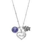 Charming Inspirations Mom Heart & Flower Charm Necklace, Women's, Purple