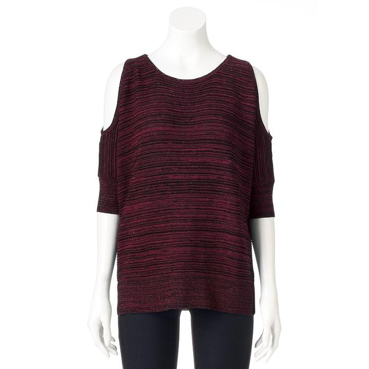 Women's Apt. 9&reg; Marled Cold-shoulder Top, Size: Large, Med Pink