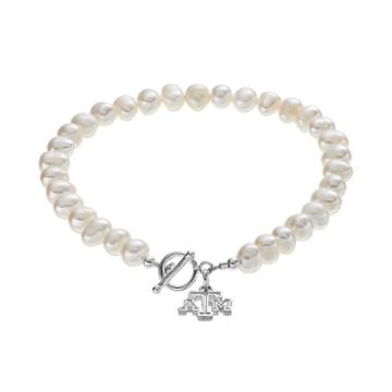 Dayna U Texas Aandm Aggies Sterling Silver Freshwater Cultured Pearl Toggle Bracelet, Women's, Size: 8