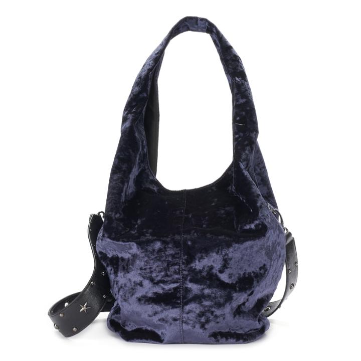 Mudd&reg; Crushed Velvet Studded Strap Hobo, Women's, Blue (navy)